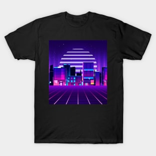 Futuristic Neon City Synthwave T-Shirt